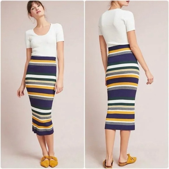 Anthropologie Dresses & Skirts - ANTHROPOLOGIE Callahan Greenwich Striped Knit Sweater Skirt Size M